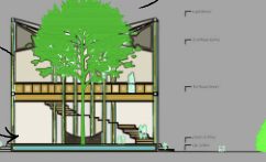 Section showing rainwater catchment and sound shell